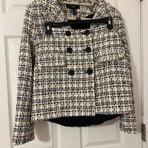 Forever 21 Matching Black and White Glitter Skirt and Jacket Set